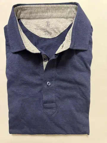 [15만 엔 초과] 브루넬로쿠치넬리, 네이비 코튼 피케 셔츠