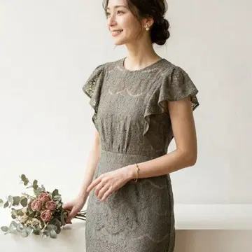 나노 유니버스 롱 원피스 전체 레이스 엘레강트 반팔 레이스 작음