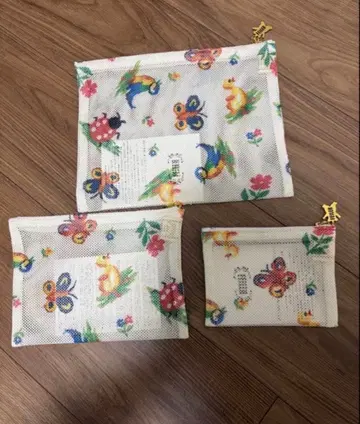 페이러 메쉬 파우치 3종 세트 하이디 패턴 화이트 미사용 새상품