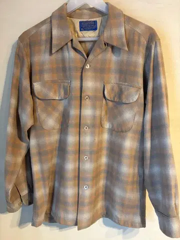 좋은 색감 70s 펜들턴 보드 셔츠 M 베이지 그레이 섀도우 옴브레