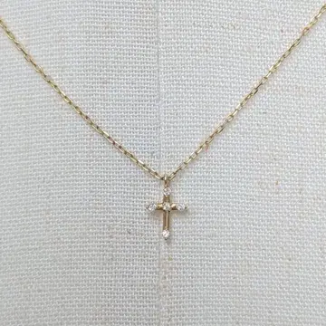 K10 크로스 펜던트 목걸이 약 40cm 십자가 큐빅 10금