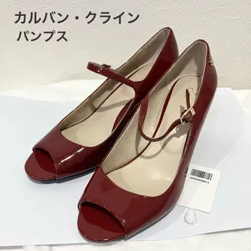 [새상품급 중고] Calvin Klein 에나멜 펌프스 레드 스트랩 M