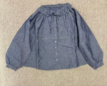 nest Robe 코튼 린넨 던가리 프릴 셔츠