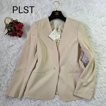 택 포함 미사용 PLST 린넨 블렌드 칼라리스 자켓 S 베이지