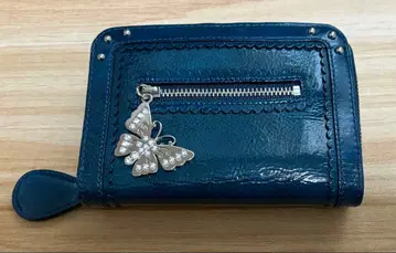 안나수이 ANNA SUI 접이식 지갑 블루 파랑 에나멜 버터플라이 나비