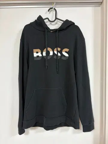 BOSS 로고 풀오버 후드티 블랙 남성용
