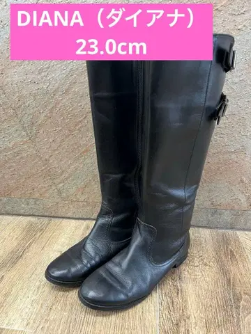 DIANA (다이애나) 23.0cm 블랙 가죽 롱 부츠 버클 포함