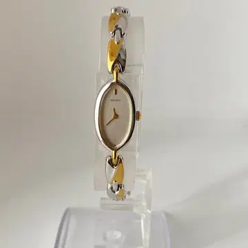 작동 SEIKO 손목시계 오벌 콤비 컬러 주얼리 워치