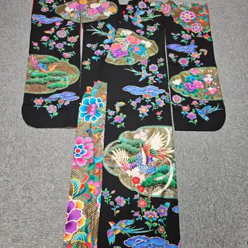 블랙 컬러 우치카케 레어템 금채 유젠