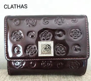 새상품 CLATHAS 클레이 에나멜 가마구치 3단 폴더형 지갑 소가죽