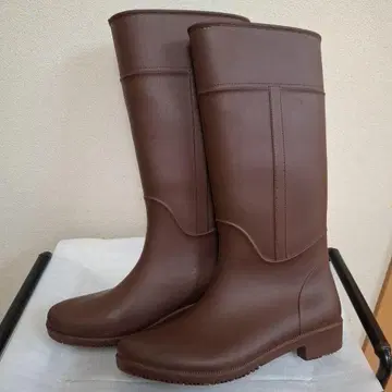 브라운 러버 롱 부츠