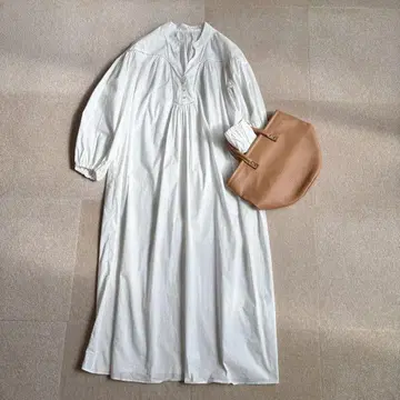 세탁 가능한 어반 리서치*사다리 레이스 셔츠 원피스 롱 화이트