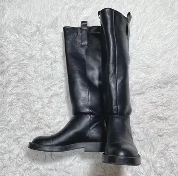 ZARA 자라 롱 부츠 가죽 블랙 40 26cm