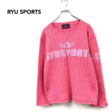 RYU SPORTS 케이블 니트 스웨터 M 핑크 y2k 갸루