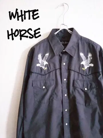 D222326 WHITE HORSE 자수 웨스턴 셔츠