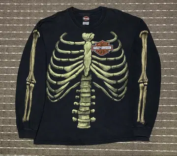 XL vintage harley davidson 본 스컬 뼈 롱T