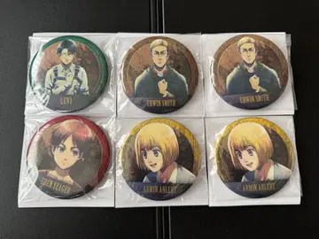 진격의 거인 제일복권 G상 메탈릭 캔뱃지 리바이 외 6점 세트