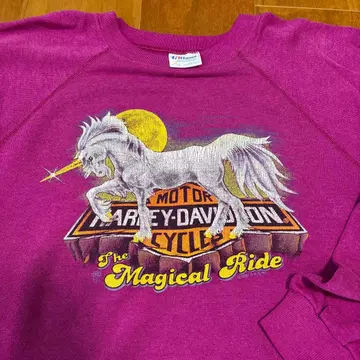 80년대 hanes 미국제 할리데이비슨 래글런 맨투맨 양면 프린트