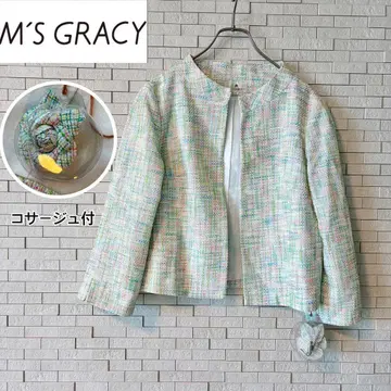 [새상품급] M'S GRACY 트위드 노카라 자켓 11AR 세레모니