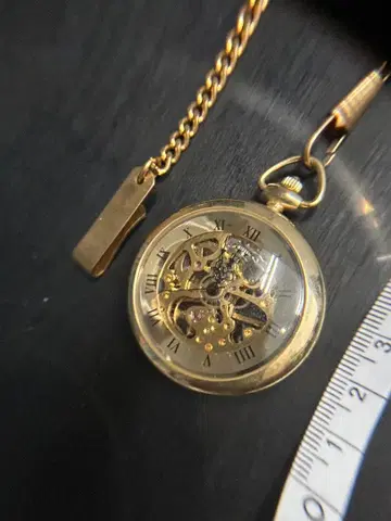 골드 회중시계 수동 와인딩 로마 숫자