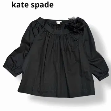 kate spade 개더 블라우스 코사지 블랙 케이트 스페이드