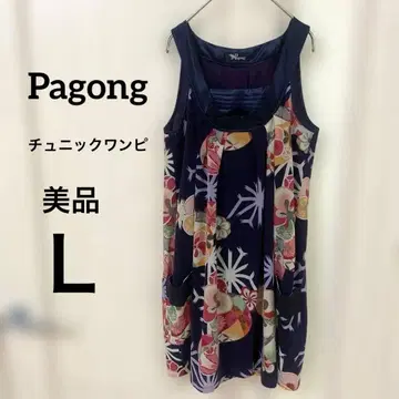 Pagong 파곤 튜닉 원피스 일본풍 패턴 꽃무늬 네이비 일본제