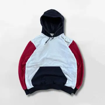 H&M 후드티 M 화이트 네이비 레드 트리콜로 절개 개성파