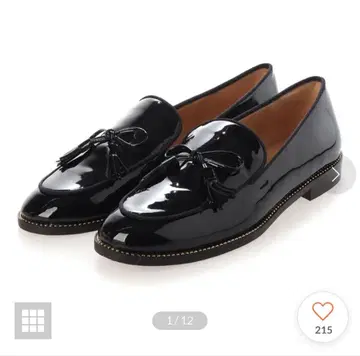 인터쇼슈르 태슬 리본 에나멜 모카 신발 블랙 에나멜