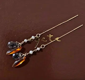 agete k10 앰버 아메리칸 귀걸이