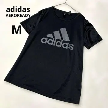 adidas 에어로레디 스포츠 티셔츠 블랙 로고 프린트 반팔 M