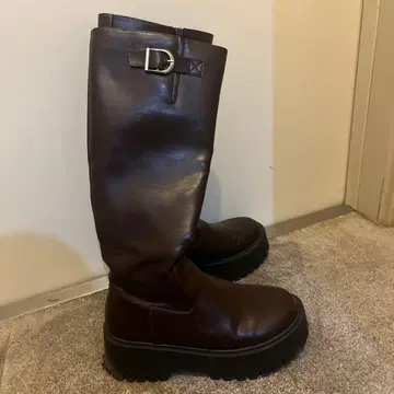 다크 브라운 가죽 롱 부츠