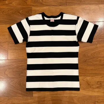 플랫 헤드 보더 T셔츠 38 화이트 블랙 FLAT HEAD