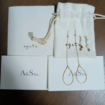 [agete] 10K 귀걸이 & 참 세트