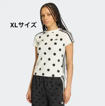 XL 사이즈 아디다스 반팔 T셔츠 도트 도트 무늬 화이트