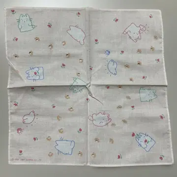[레어] 1987년 산리오 고양이 캐릭터 손수건 파낸 디자인 쇼와 레트로