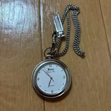 새상품급 Donar 실버 쿼츠 회중시계 DN-0006S 체인 포함
