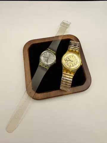 스와치 Swatch 2개 세트 클리어 투명 레트로 손목시계 N37