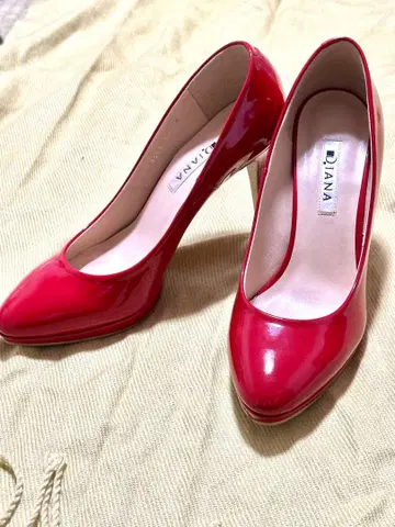 다이애나 펌프스 24cm 레드 에나멜 새상품급