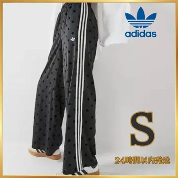 인기! adidas 새틴 트랙 팬츠 도트 무늬 도트 블랙 블랙 S