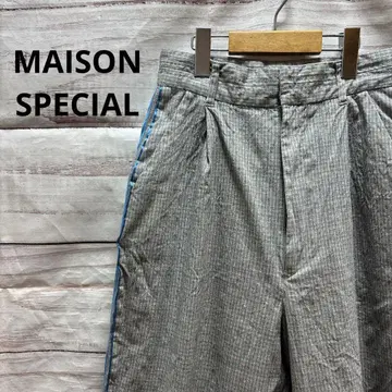 MAISON SPECIAL 사이드 라인 턱 슬랙스 체크 무늬 36