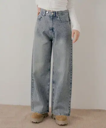 미사용 새상품/Chico/치코/큐빅 와이드 데님 팬츠/청바지/팬츠