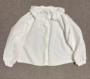 nest Robe 화이트 코튼 린넨 던거리 프릴 셔츠
