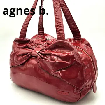 [레어 사이즈] 에네스베 보야주 에나멜 리본 보스턴 백 빨간색