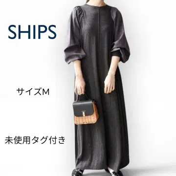 SHIPS 볼륨 슬리브 롱 원피스 그레이 M 미사용 택 포함