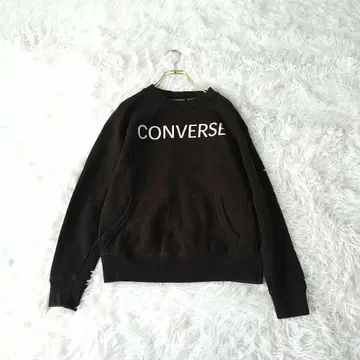 CONVERSE 맨투맨 트레이닝복 입체 로고 S 빅 포켓 블랙