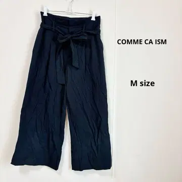 COMME CA ISM 와이드 팬츠 M 다크 네이비 허리 리본