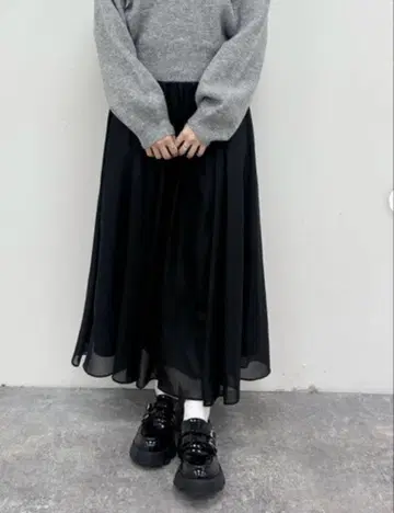 미사용 택 포함 Heather 헤더 시어 볼륨 롱 스커트