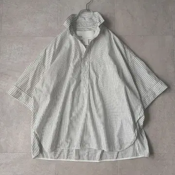 새상품급 티카 TICCA 반팔 스트라이프 풀오버 셔츠 F 블랙 x 화이트