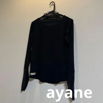 ayane 블랙 긴팔 상의 쉬폰 도킹 이너