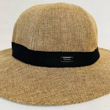 ORCIVAL 밀짚모자 스트로우햇 블랙 리본 포함 내추럴 차양